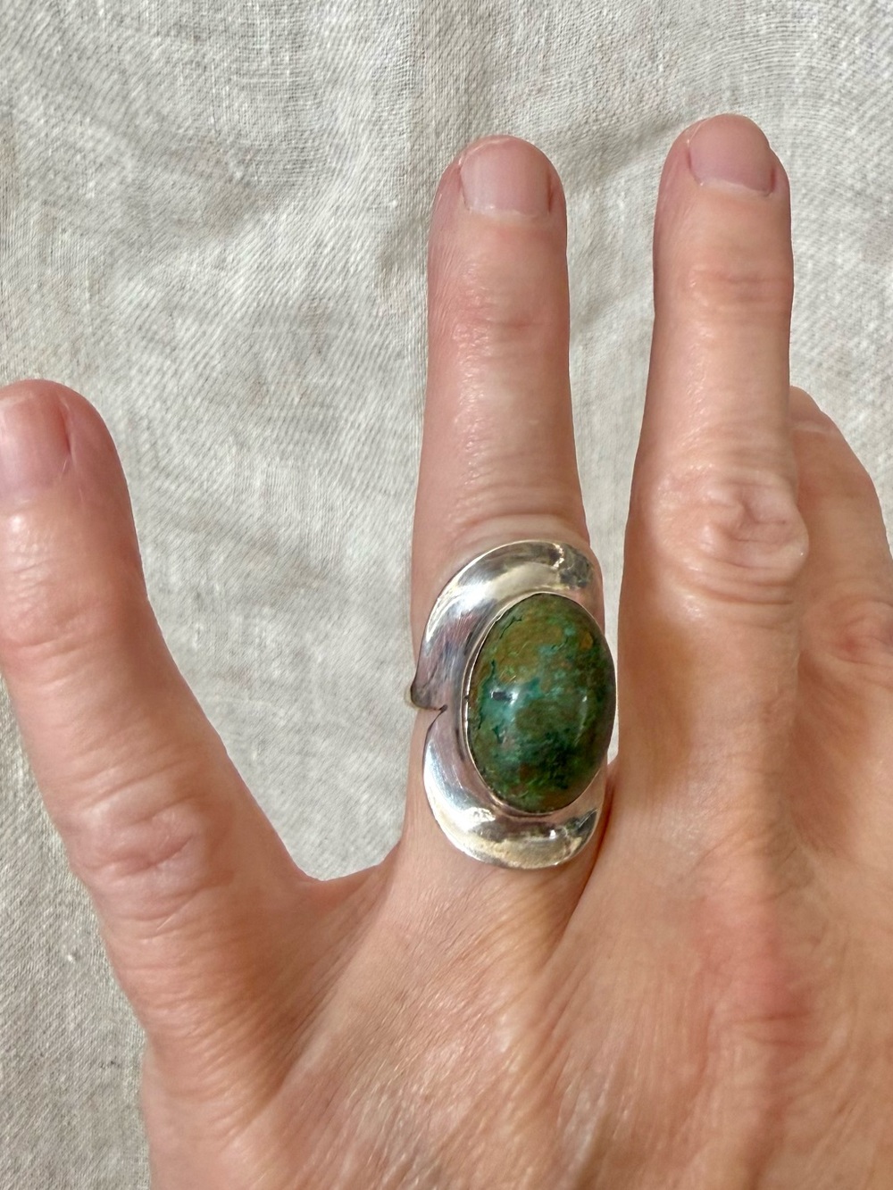 Vintage Sterling Silver and Chrysocolla Ring, Size 5